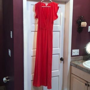 Parker -red Maxi silk dress size extra small